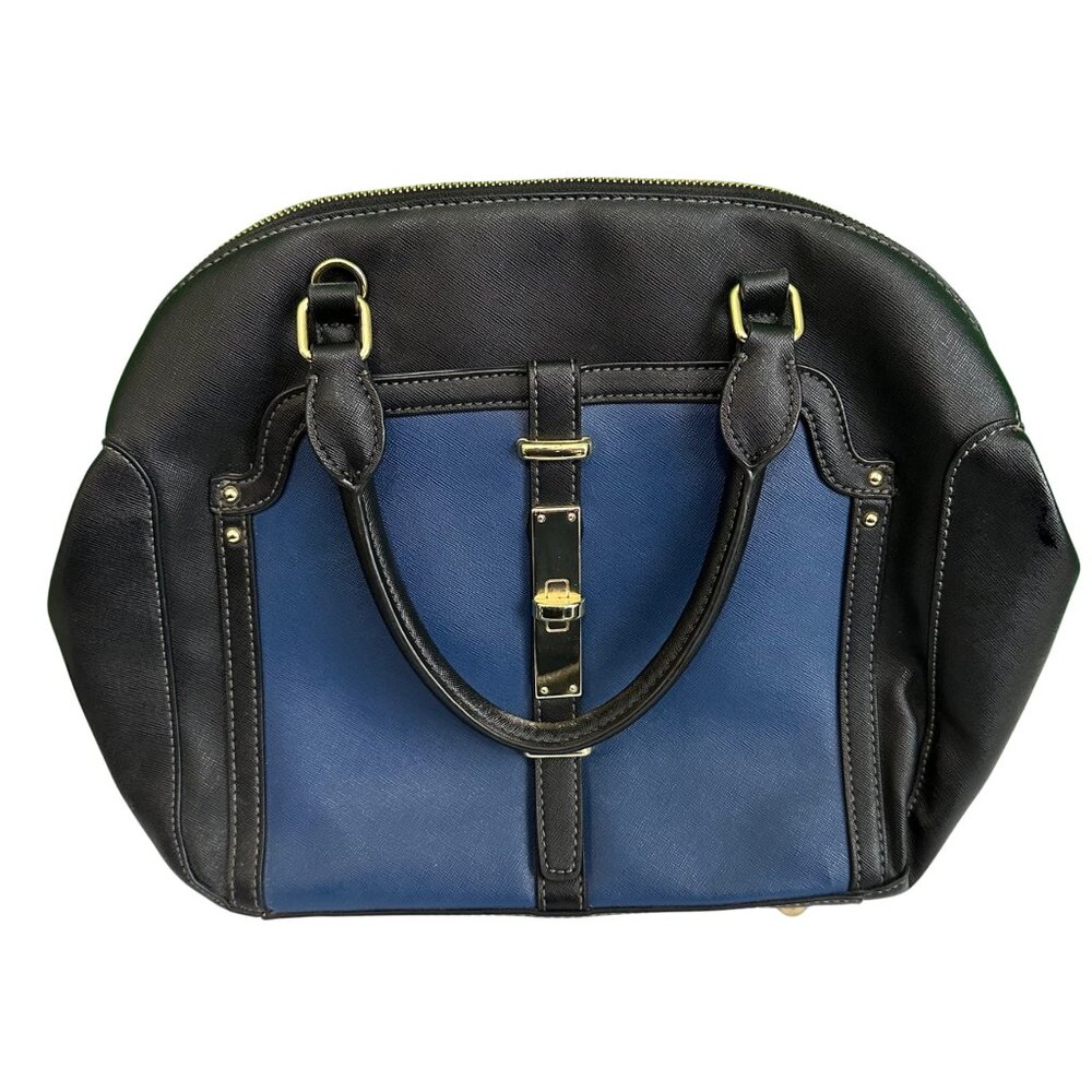 Nine West Black Blue Structured Satchel Handbag